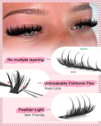 Goddvenus Pre-made Spikes Lash Clusters Wispy Manga Eyelash Clusters