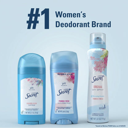 Secret Anti-Perspirant Deodorant Invisible Solid Powder Fresh Twin Pack 5.20 oz