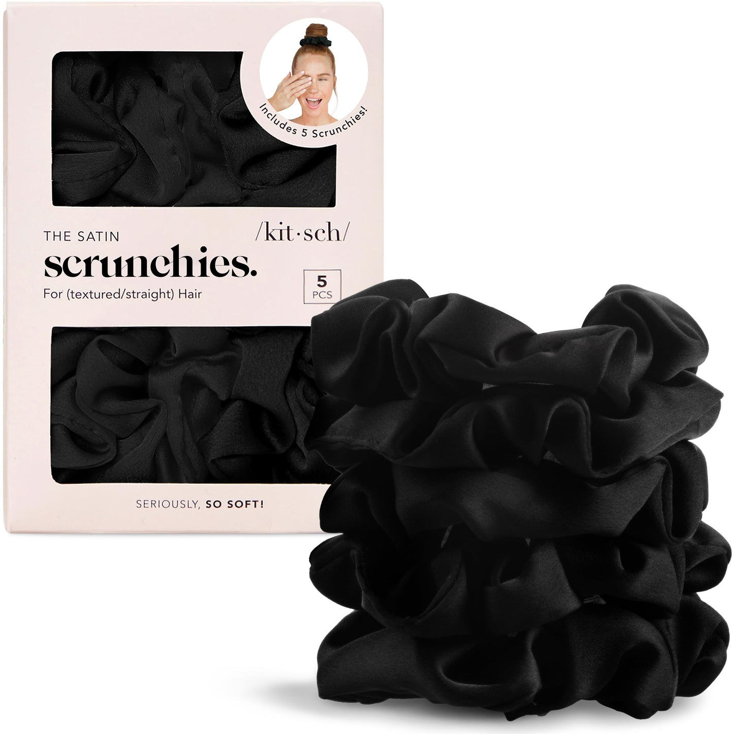 Kitsch Ultra-Petite Satin Scrunchies for Women - Eucalyptus, 6pcs