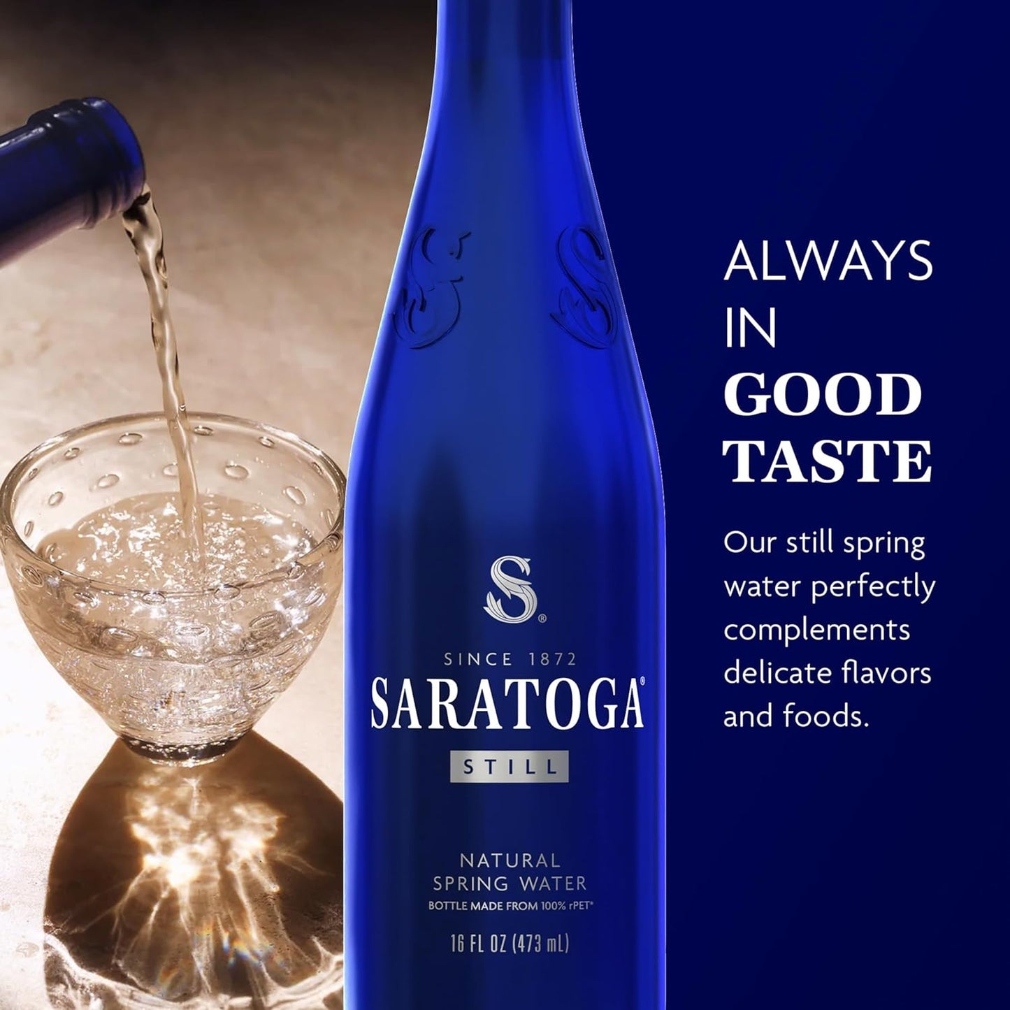 Saratoga Sparkling Water Bottles, 24-Pack – Carbonated Spring Bottled Water – Recycled PET Plastic Bottles – 16 Fl Oz