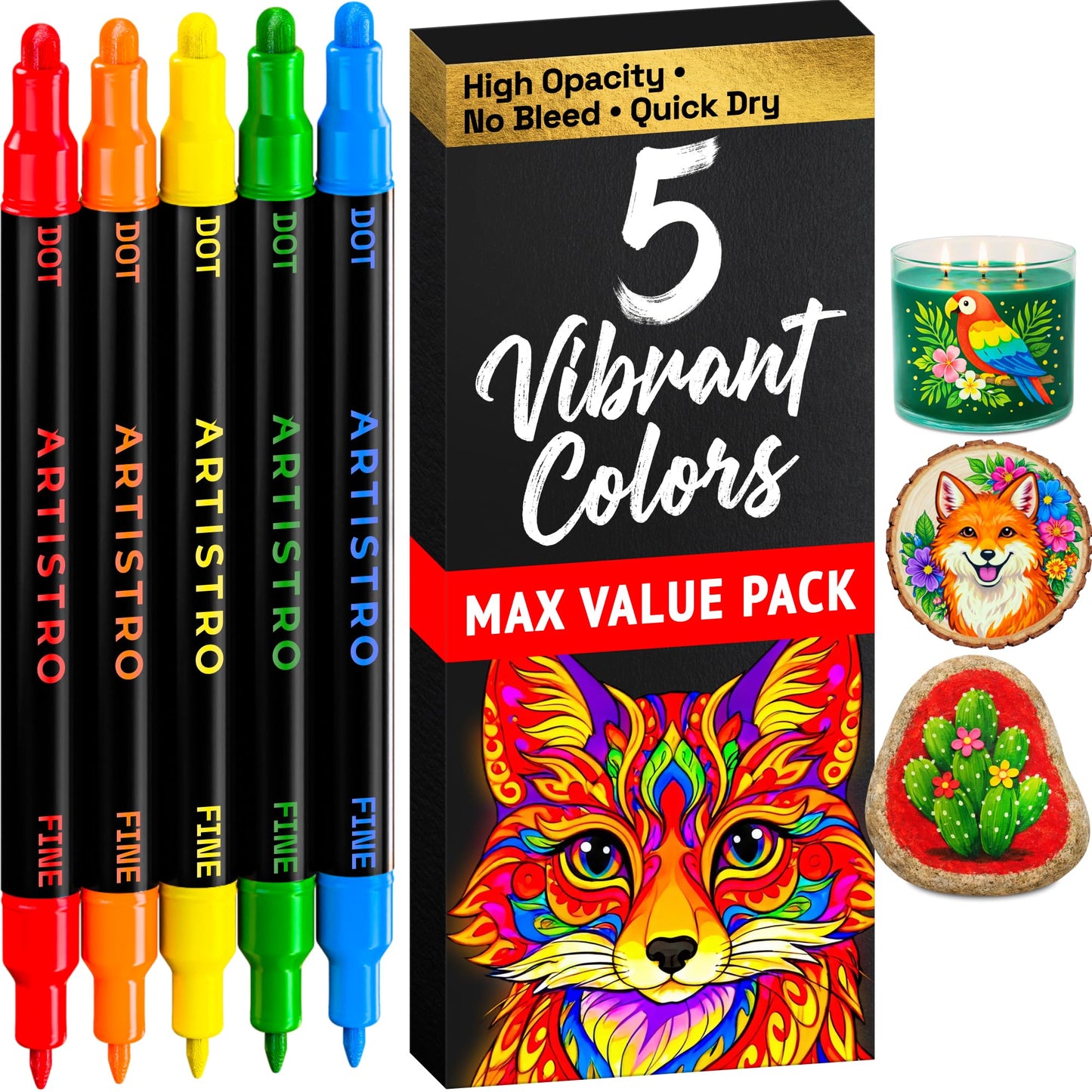 ARTISTRO Dual-Tip Acrylic Paint Marker Pens - Set of 36