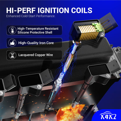 UF667 Ignition Coil & ILZFR6D11 Double Iridium Spark Plug for BMW 2.5-6.0L