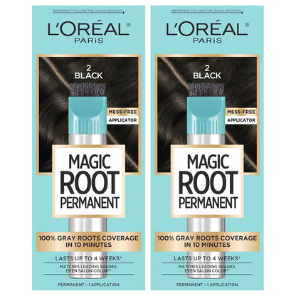 L'Oreal Paris Magic Root Permanent Hair Color Kit, 100% Gray Hair Coverage In Just 10 Minutes, Precision Brush Applicator for Seamless Application, 4 Dark Brown (2 Count)
