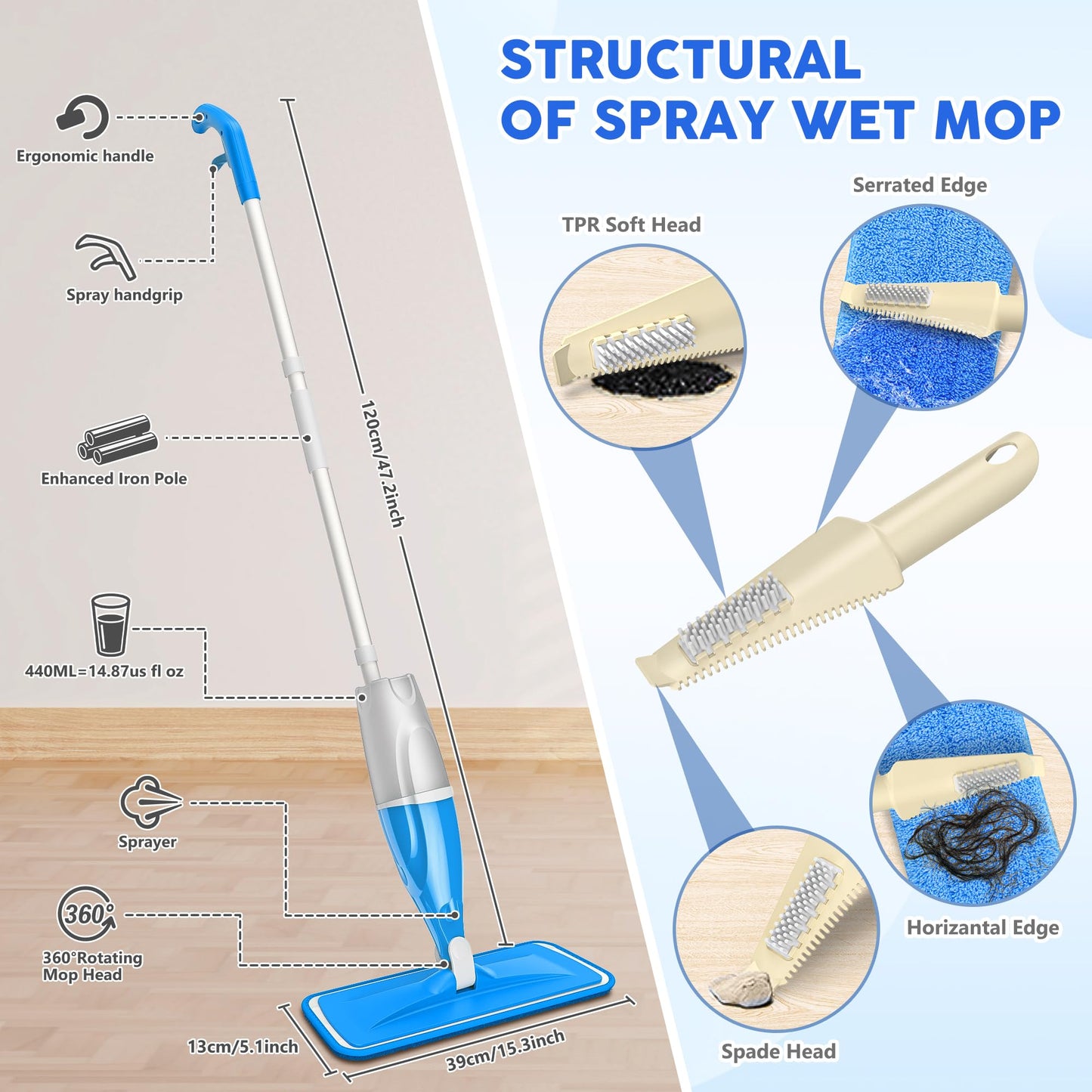 Microfiber Spray Mops for Floors Cleaning: Wet Dry Mop Hardwood Floor Mops