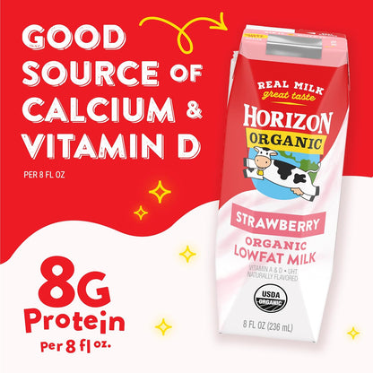 Horizon Organic Shelf Stable Whole Milk Boxes, Pack of 18-8g Protein per Serving