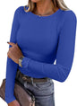 ANRABESS Women Long Sleeve Shirts Ribbed Fitted Tops