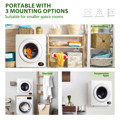 Euhomy Portable Clothes Dryer for Laundry, 1.5 Cu. Ft. Small Portable Dryers for Clothes, 120V Electric Dryer with Stainless Steel Drum, 850W Dryer Machine for Apartments, White