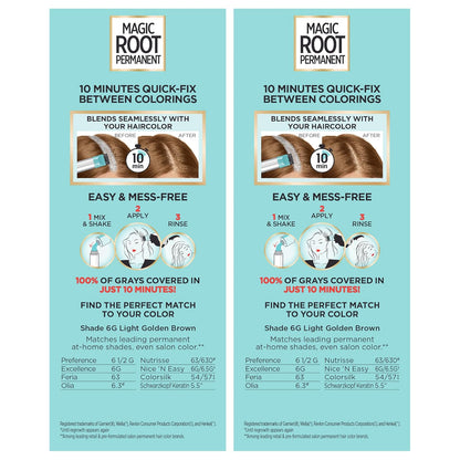 L'Oreal Paris Magic Root Permanent Hair Color Kit, 100% Gray Hair Coverage In Just 10 Minutes, Precision Brush Applicator for Seamless Application, 4 Dark Brown (2 Count)