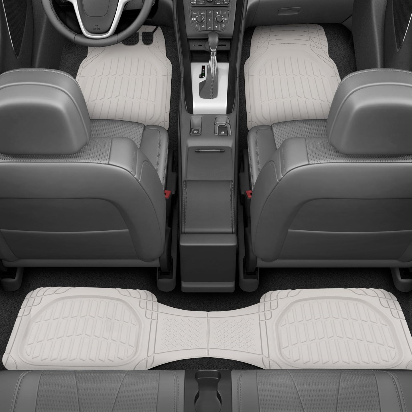 Motor Trend -2 Piece Front Car Floor Mats- Black FlexTough Contour Liners-Deep Dish Heavy Duty Rubber Floor Mats for Car SUV Truck & Van-All Weather Protection, Universal Trim to Fit