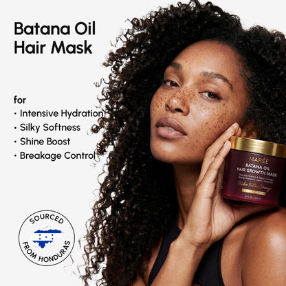 MAREE Deep Conditioning Hair Mask for Damaged Hair Treatment – Keratin Hair Care for Hydrating Growth Repair Moisturizing – Dry Curly Color Refreshing – 10 Fl Oz, White