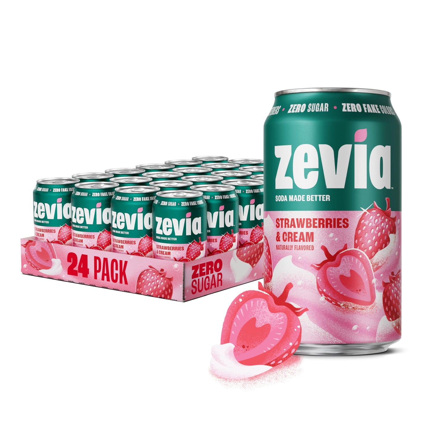 Zevia Zero Sugar Soda, Cola, 12 oz Cans (24-Pack) – Naturally Sweetened, Zero Calorie Sugar Free Soda - Non-GMO Project Verified, Gluten-Free, Vegan