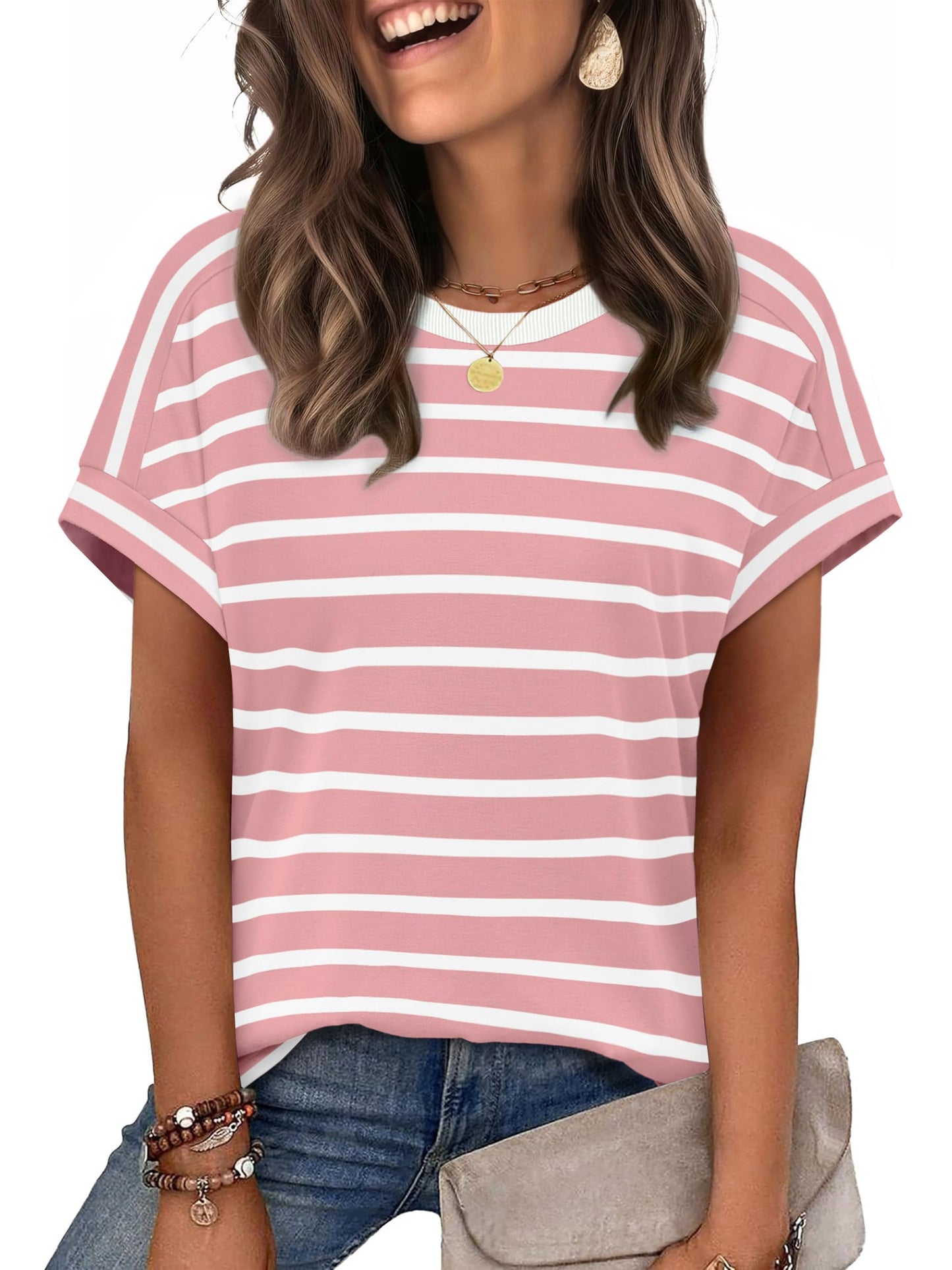 WIHOLL Womens Tops Short Sleeve Shirts Summer Outfits 2026 Spring Dressy Casual Clothes Clothing