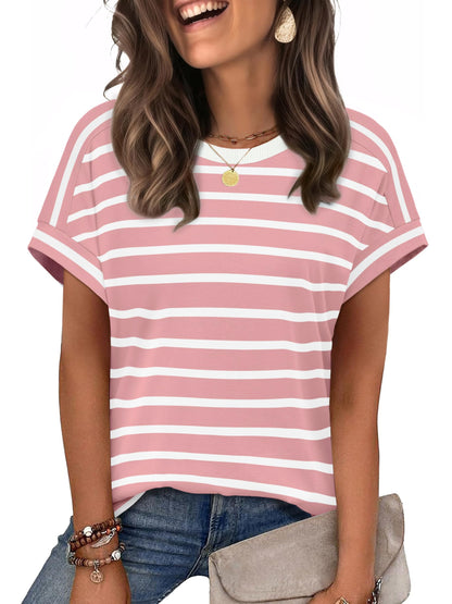 WIHOLL Womens Tops Short Sleeve Shirts Summer Outfits 2026 Spring Dressy Casual Clothes Clothing