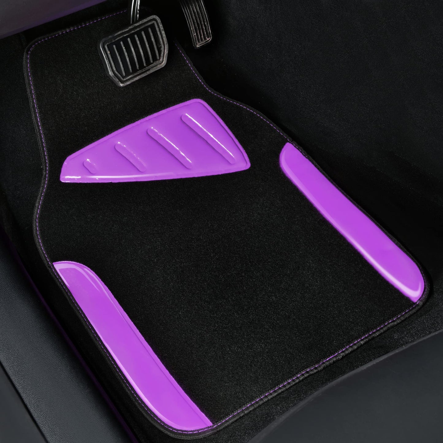 CAR PASS Waterproof Universal Fit Car Floor Mats, Faux Leather Car Carpet Mats, Black Car Mats with Anti-Slip Nibbs Backing & Driver Heel Pad Fit for SUV,Vans,sedans, Trucks,Set of 4pcs(All Black)