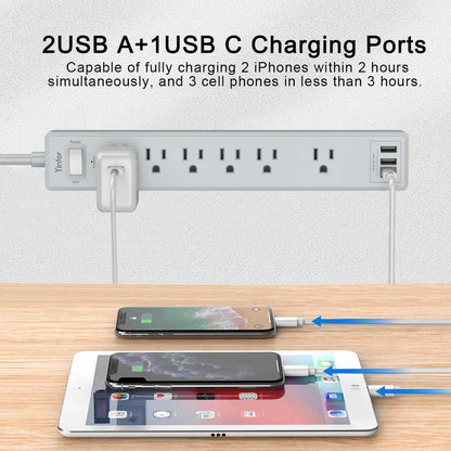 Yintar 6Ft Surge Protector Power Strip with 8 Outlets and 4 USB Ports