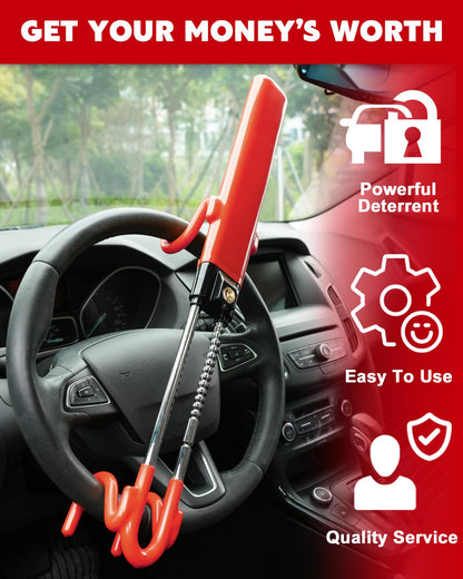 Tevlaphee Steering Wheel Lock Anti-Theft Car Device Heavy Duty Security Car Lock Antitheft Locking Devices Great Deterrent Adjustable Car Wheel Lock Anti Theft for Vehicle Truck with 3 Keys(Black)