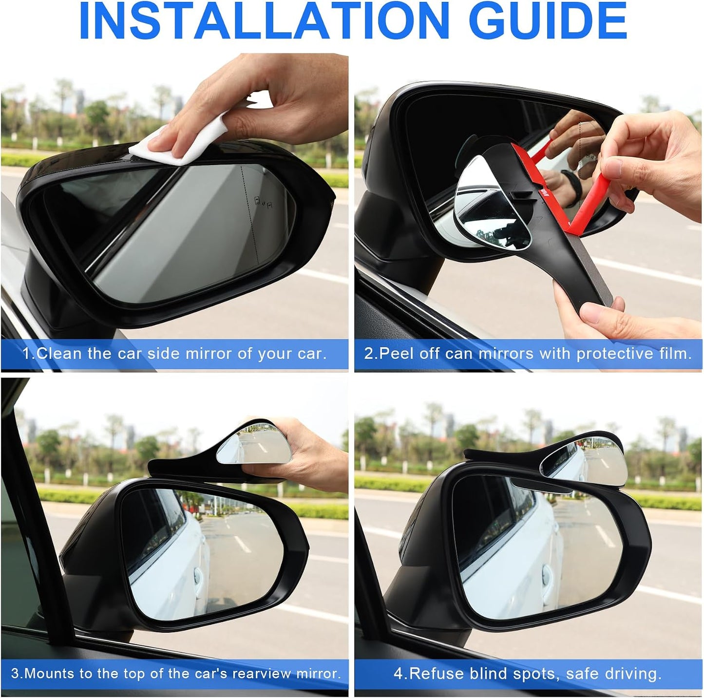 LivTee Blind Spot Car Mirror, HD Glass Frameless Convex Side Mirror Blindspot, Wide Angle Rear View Mirrors for SUVs, Trucks and RVs - Car Accessories