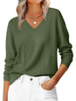 ANRABESS Women’s Fall Long Sleeve V Neck Lightweight Sweaters Top