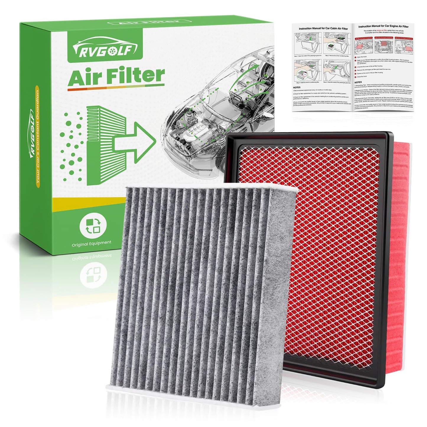 Engine+Cabin Air Filter Fit for 2014-2020 Rogue, 2017-2022 Rogue Sport