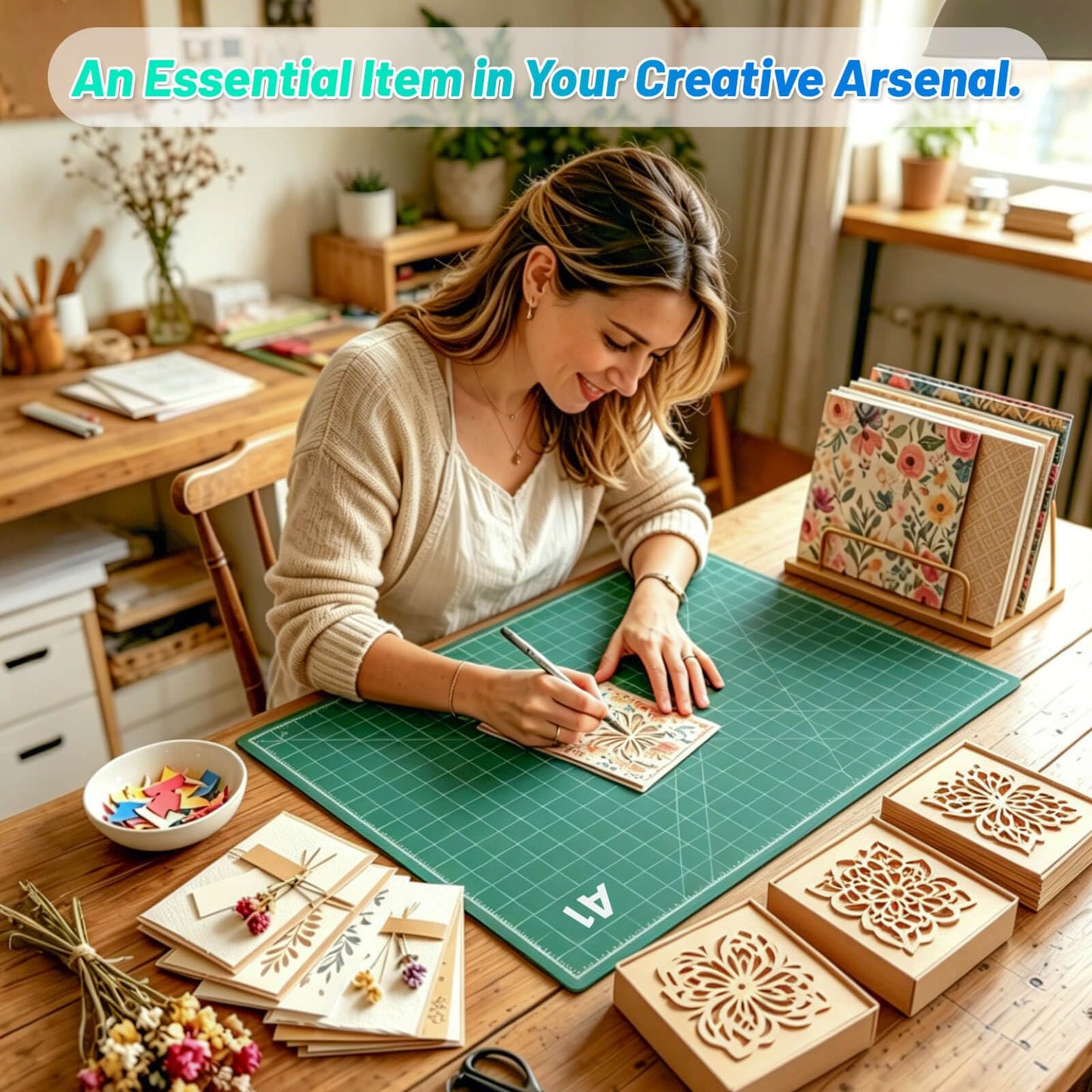 anezus Self Healing Sewing Mat, 12inch x 18inch Rotary Cutting Mat Double Sided 5-Ply Craft Cutting Board for Sewing Crafts Hobby Fabric Precision Scrapbooking Project