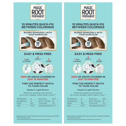 L'Oreal Paris Magic Root Permanent Hair Color Kit, 100% Gray Hair Coverage In Just 10 Minutes, Precision Brush Applicator for Seamless Application, 4 Dark Brown (2 Count)