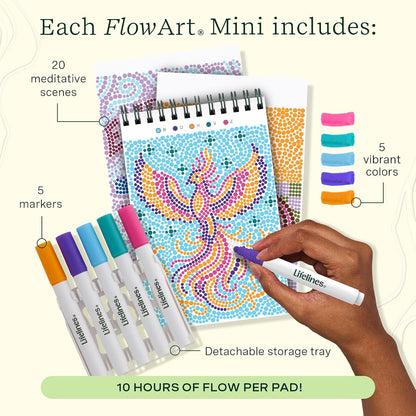Lifelines FlowArt Mini Activity Pads, 3-Pack, Dot-by-Letter Coloring Books