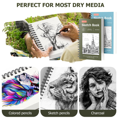 Soucolor Sketch Book 9" x 12", 100 Sheets Kids Art Sketchbook Drawing Pad