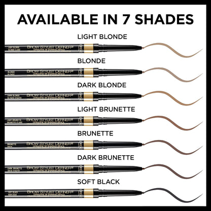 L'Oreal Paris Makeup Brow Stylist Definer Waterproof Eyebrow Pencil, Ultra-Fine Mechanical Pencil, Draws Tiny Brow Hairs and Fills in Sparse Areas and Gaps, Brunette, 0.003 Ounce (Pack of 2)