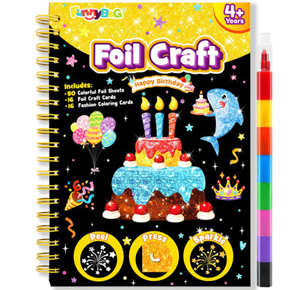FUNNYB&G Foil Art Craft Kit for Kids, Sparkly Birthday Gift Toy for Boys