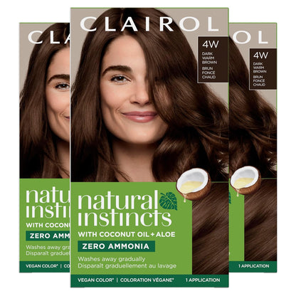 Clairol Natural Instincts Demi-Permanent Hair Dye, 4 Dark Brown | 1 Pack