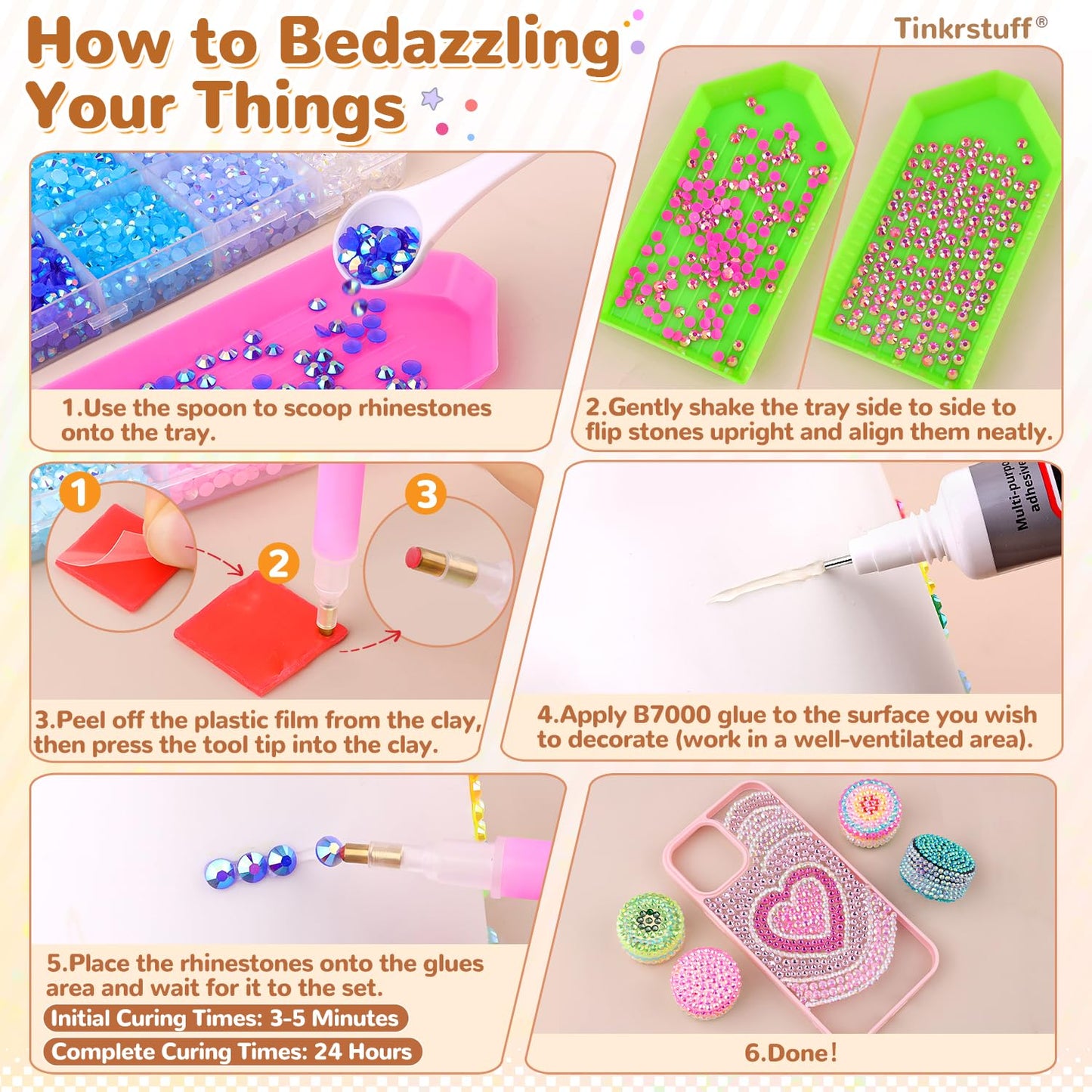 Rainbow Flatback Rhinestones for Crafting and 3PCS B7000 Glue (Set 1), 2 Boxes of 4500 PCS Resin Rhinestones Gems Charms for Bedazzling DIY Crafts Tumblers Shoes Fabric Clothing Nail Art