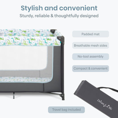 Dream On Me Zodiak Portable Playard, Compact for Travel, Carry Bag, Gray & Pink