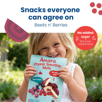 Amara Smoothie Melts - Mango Carrot - Organic Baby Snacks w/ Fruits & Veggies - Plant Based Yogurt Melts - Healthy Toddler Snack - Activity Book Included - Enjoy From 10+ Mos - 6 Resealable Bags