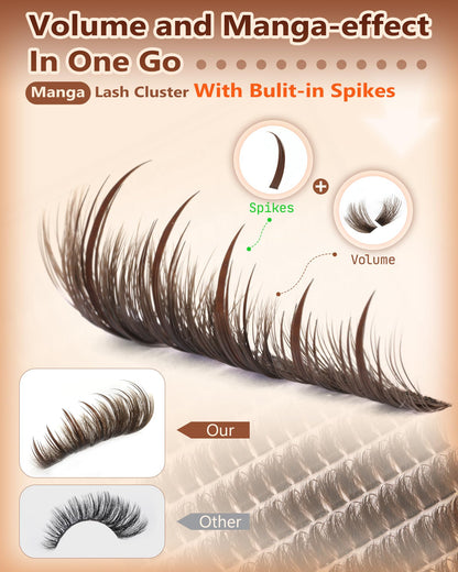 Goddvenus Pre-made Spikes Lash Clusters Wispy Manga Eyelash Clusters