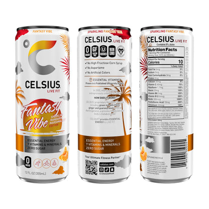 CELSIUS Sparkling Tropical Vibe, Functional Essential Energy Drink 12 Fl Oz (Pack of 12)