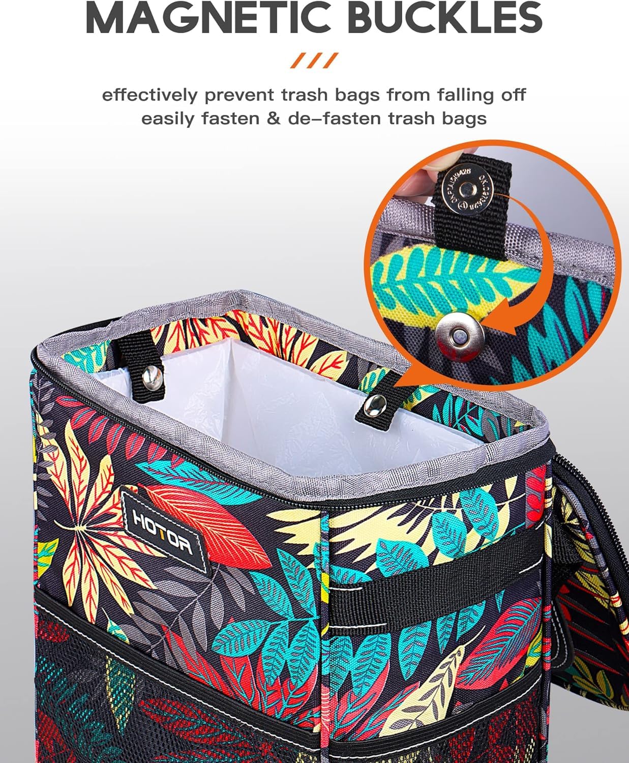 HOTOR Car Trash Can, Leakproof Car Organizer, 2-Gallon, Black