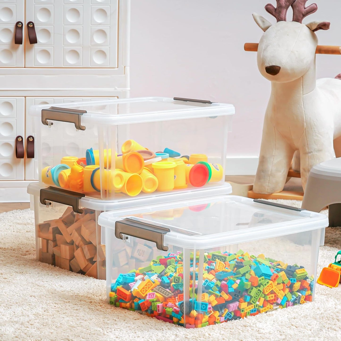 Citylife 6Qt 4Packs Clear Craft Organizers and Storage BOX, Sensory Bins