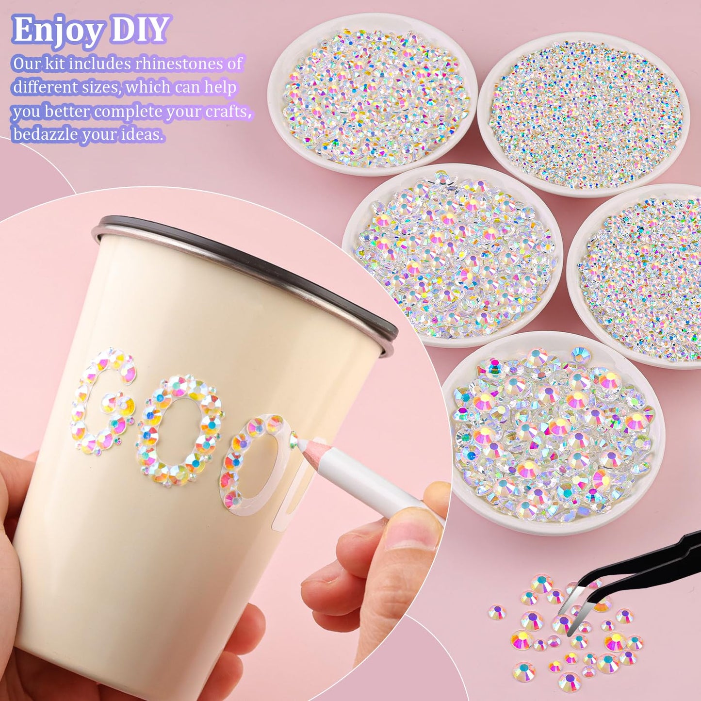 Rainbow Flatback Rhinestones for Crafting and 3PCS B7000 Glue (Set 1), 2 Boxes of 4500 PCS Resin Rhinestones Gems Charms for Bedazzling DIY Crafts Tumblers Shoes Fabric Clothing Nail Art