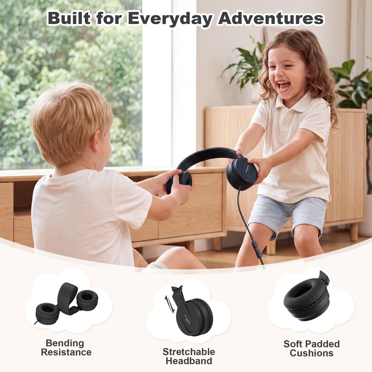 AILIHEN I35 Kids Headphones for School with Mic, 93dB Safe Volume, Orange