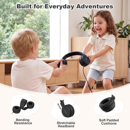 AILIHEN I35 Kids Headphones for School with Mic, 93dB Safe Volume, Orange