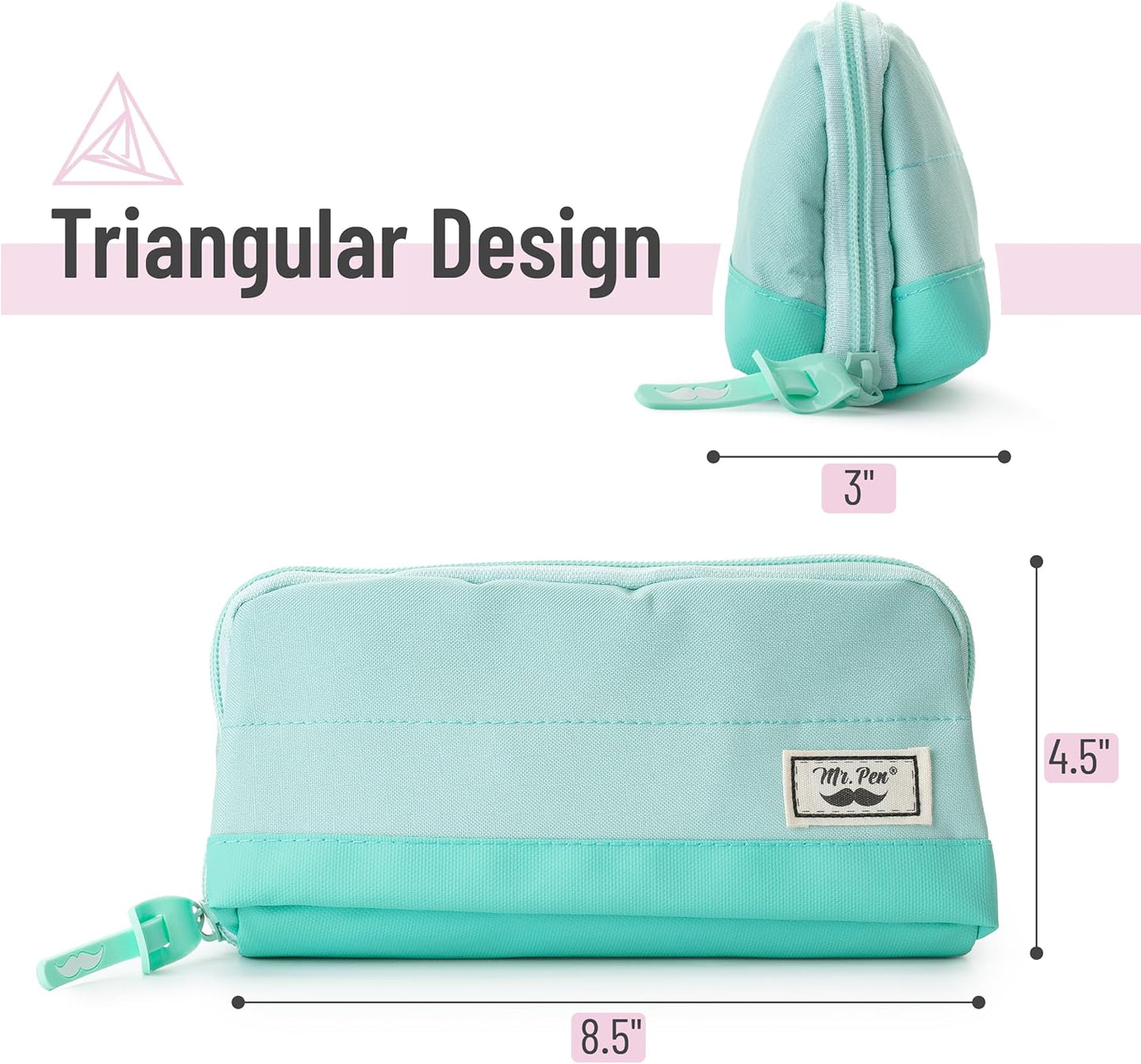 Mr. Pen- Wide-Opening Pencil Case, Triangle Design