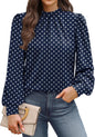 WIHOLL Long Sleeve Shirts for Women Mock Neck Tops Pleated Front Blouses Dressy Casual Spring Fall Clothes 2026 Fashion