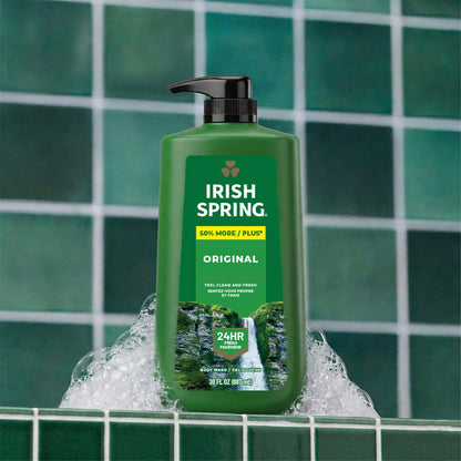 Irish Spring Mens Body Wash, Moisture Blast Body Wash for Men, Feel Fresh All Day, 30 Oz Pump Bottle