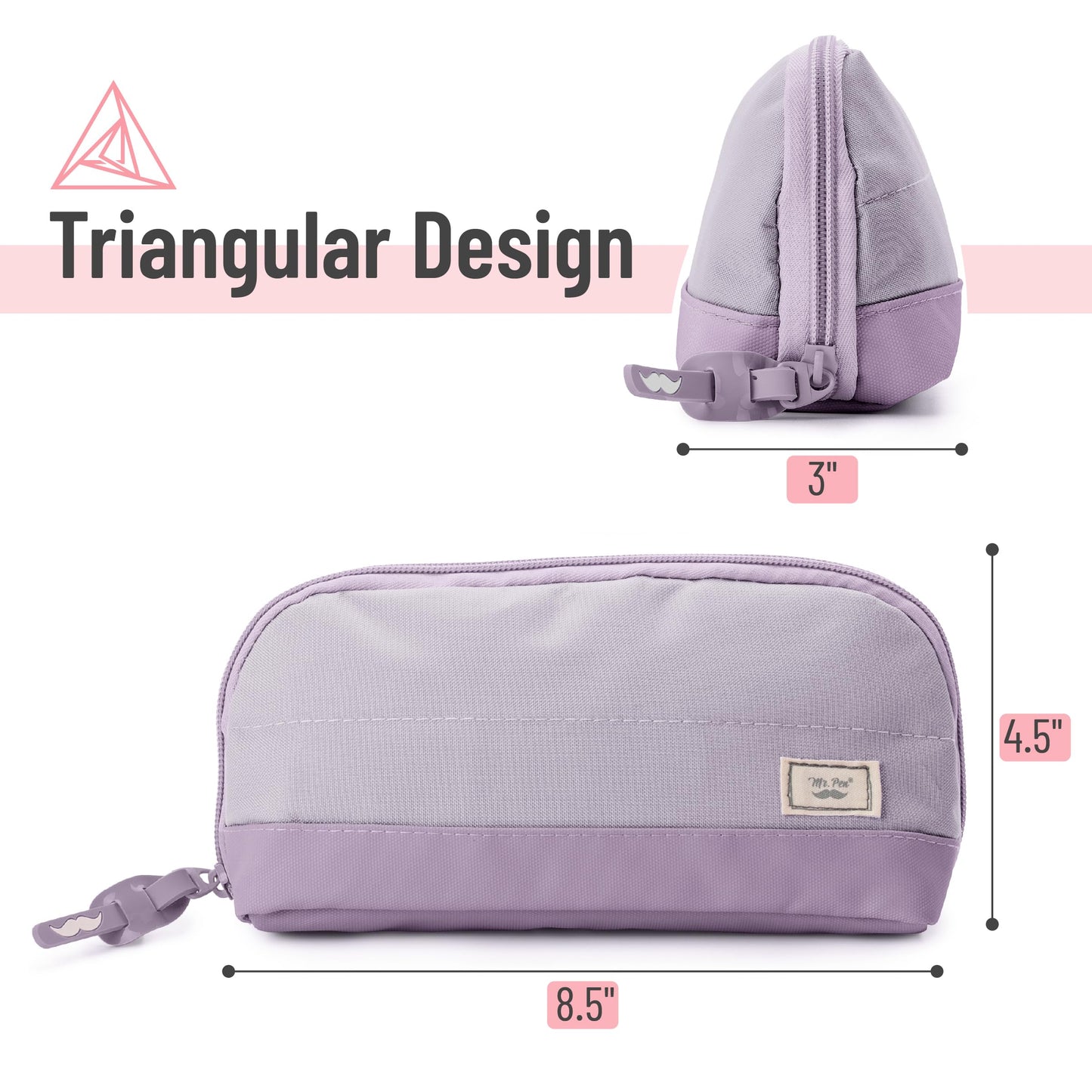 Mr. Pen- Wide-Opening Pencil Case, Triangle Design