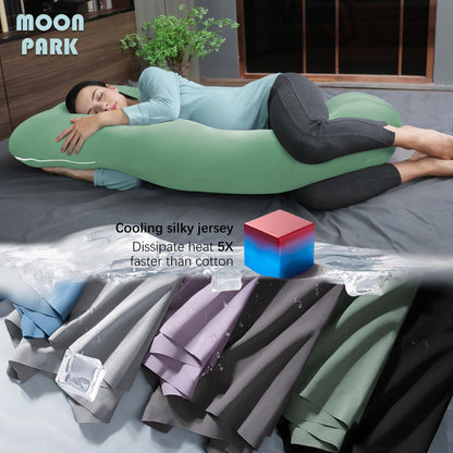 MOON PARK Pregnancy Pillows for Sleeping - U Shaped Full Body Maternity Pillow with Removable Cover - Support for Back, Legs, Belly, HIPS - 65 Inch - Aquamarine