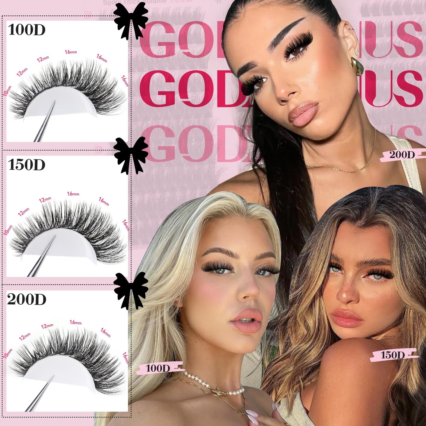 Goddvenus Brown Wispy Eye Lash Clusters Kit Natural Cluster Eyelash Extensions Kit False Eyelash Clusters Fluffy DIY Individual Lash Extensions Kit C Curl