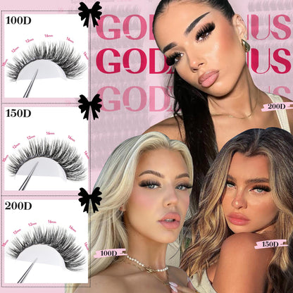 Goddvenus Brown Wispy Eye Lash Clusters Kit Natural Cluster Eyelash Extensions Kit False Eyelash Clusters Fluffy DIY Individual Lash Extensions Kit C Curl