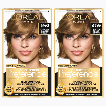 L'Oreal Paris Superior Preference Luminous Fade-Defying Permanent Hair Color, Hair Dye For Up to 9 Weeks of Radiance, Medium Brown 5, 1 Hair Dye Kit
