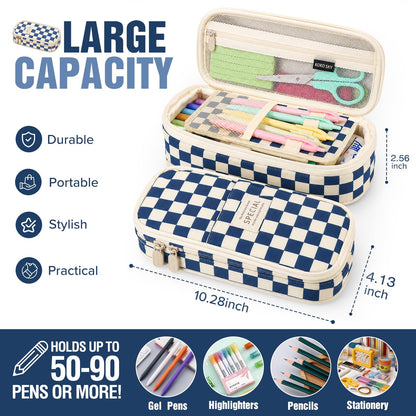 PUPTILY Pencil Case, Large Capacity Aesthetic Pencil Cases with Durable Zipper, Big Stationery Pencil Pouch for Women & Men, Adults Portable Storage Organizer Bag for College, Office, Travel (Green)