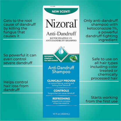 Nizoral Anti-Dandruff Shampoo with 1% Ketoconazole, Fresh Scent, 14 Fl Oz